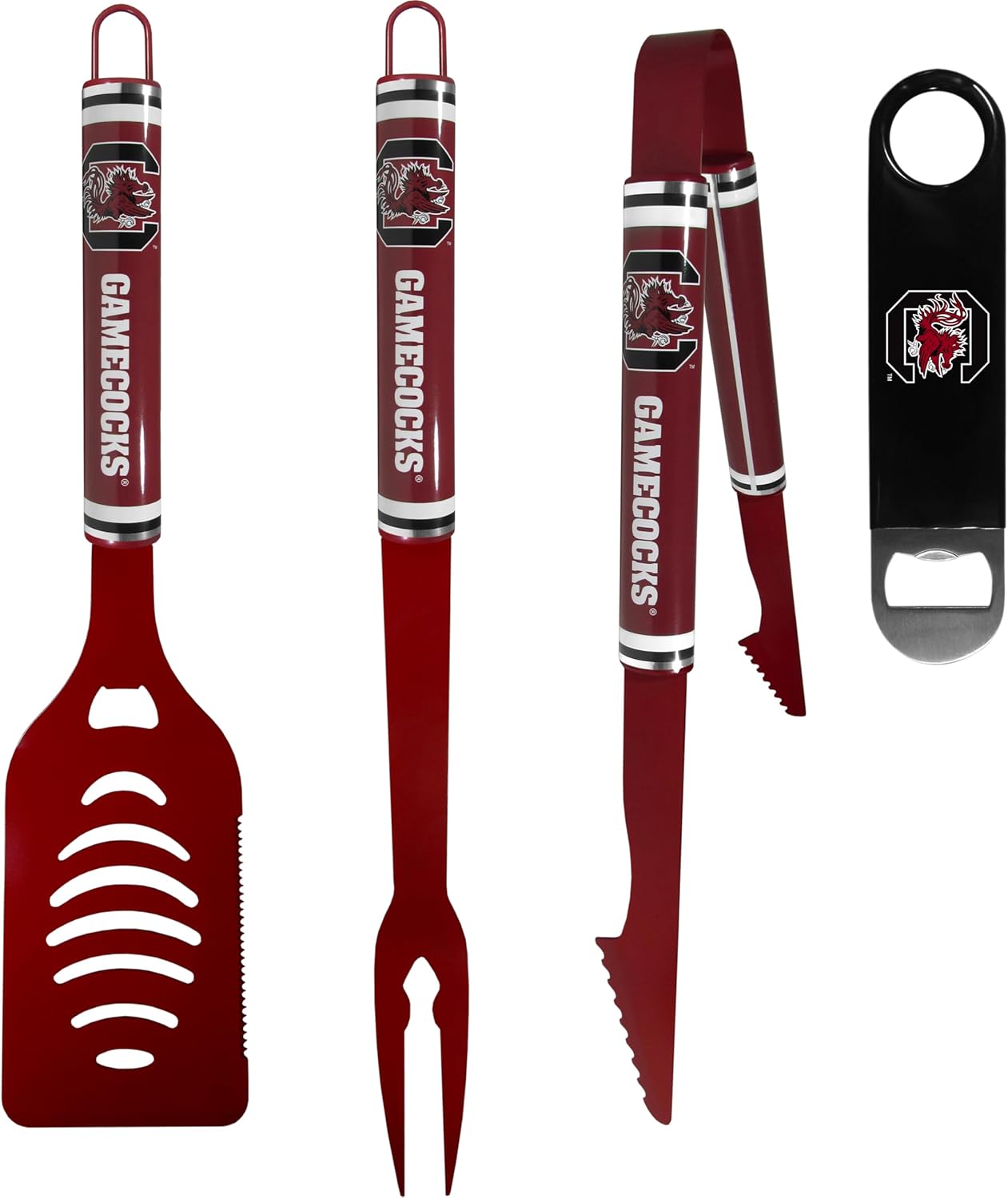 Siskiyou NCAA South Carolina Fighting Gamecocks 3 pc Logo BBQ Tools w/Bottle Opener, One Size, Team Colors