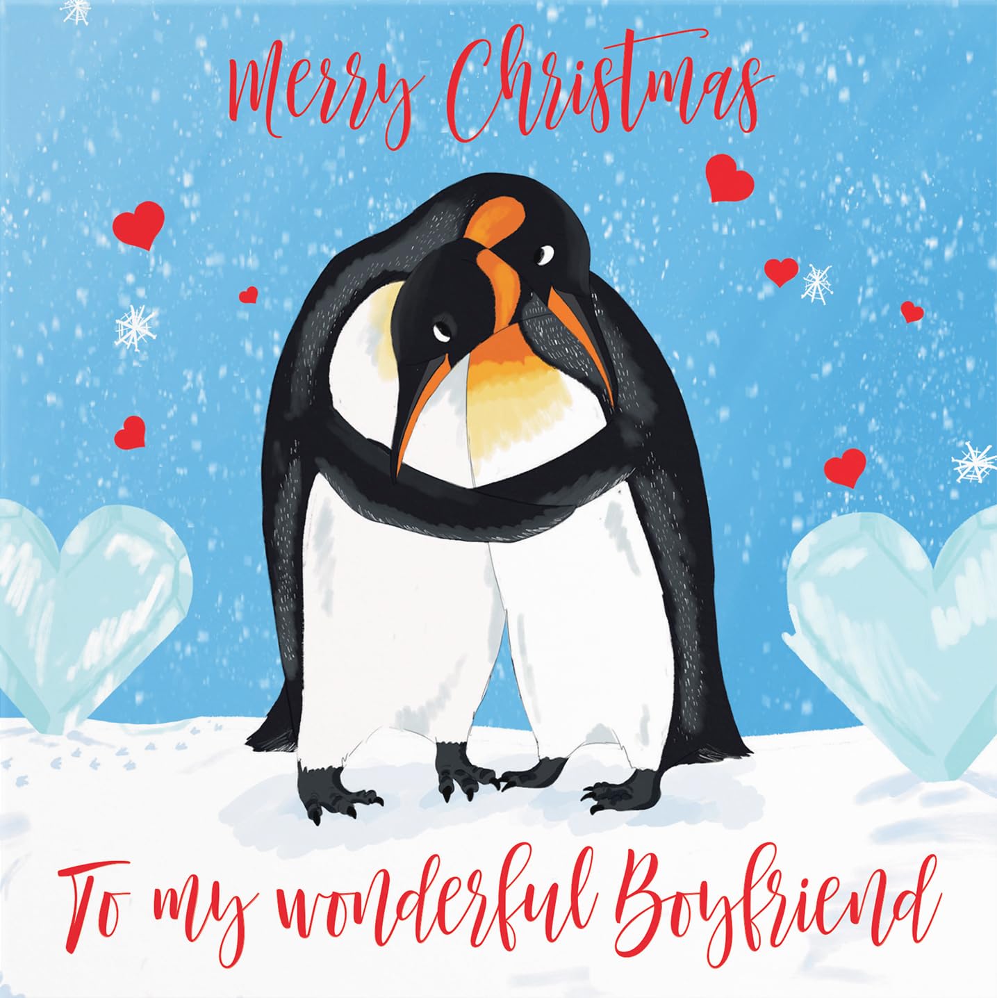 Hunts England, Romantic Boyfriend Penguins Hugging Christmas Card, Merry Christmas, To My Wonderful Boyfriend, Xmas Card - Image 2
