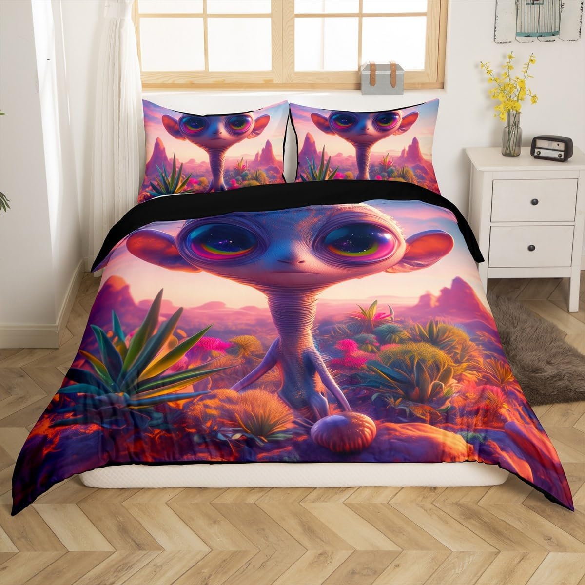Erosebridal Space Astronaut Toddler Comforter Cover Boys Space Bedding Set 2 Pcs,Galaxy Starry Sky Duvet Cover for Kids,Planet with Astronaut Patterns Quilt Cover 1 Pillow Case