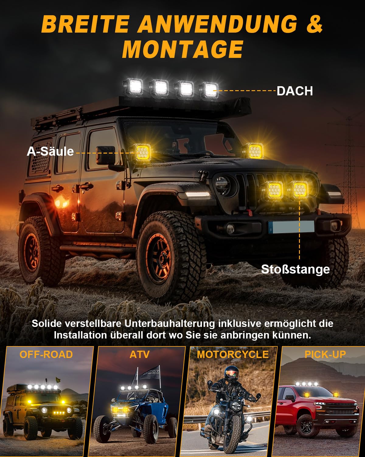 AnTom 2 Stück LED Arbeitsscheinwerfer 12V/24V mit ECE Zulassung, Rückfahrscheinwerfer für Traktor, Bagger, LKW, Zusatzscheinwerfer wasserdicht IP68, Arbeitslicht für Landwirtschaft & Offroad