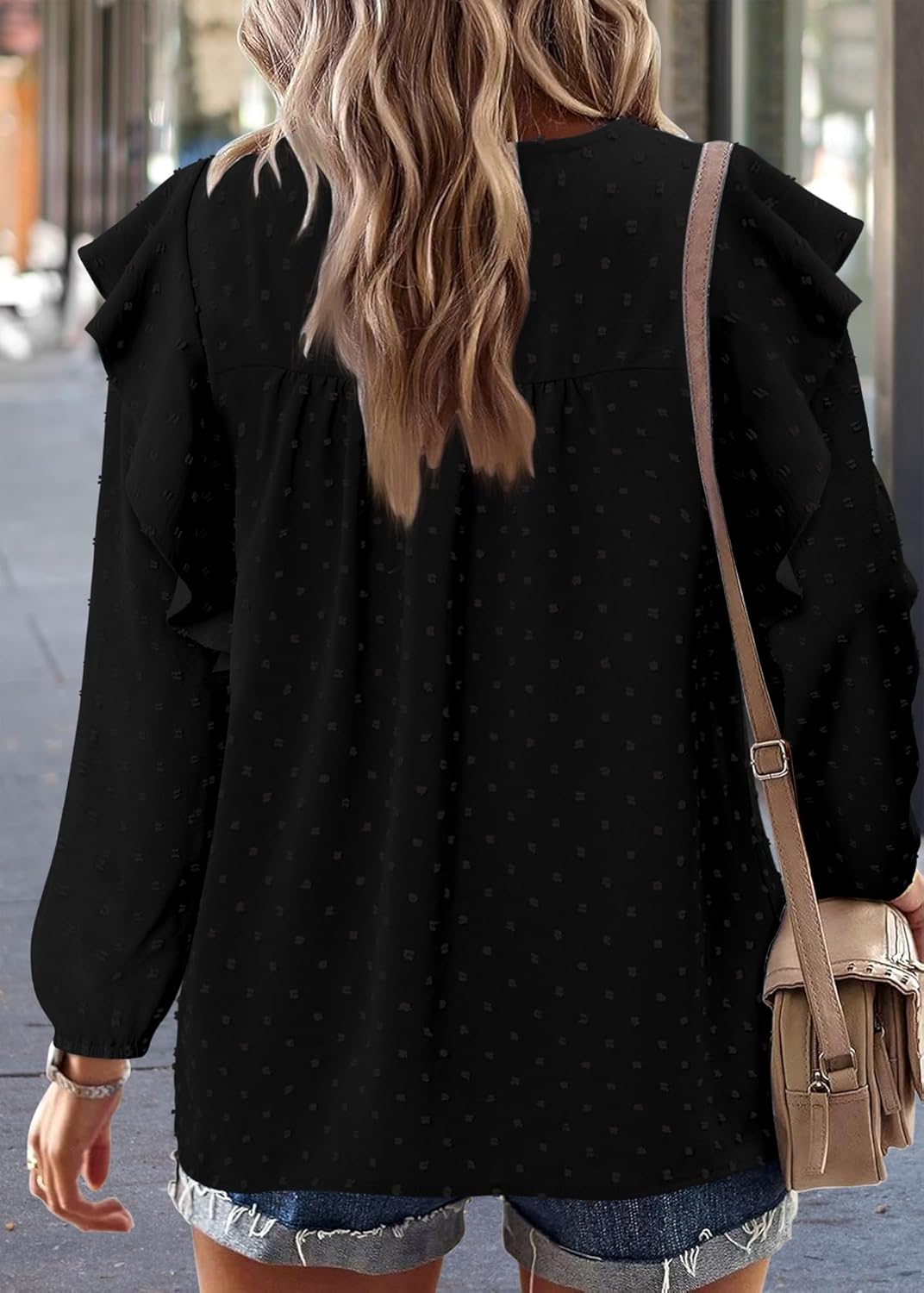 BETTE BOUTIK Womens Boho Fall Long Sleeve Shirts Crewneck Dressy Casual Blouses Trendy Flowy Tops - Image 5