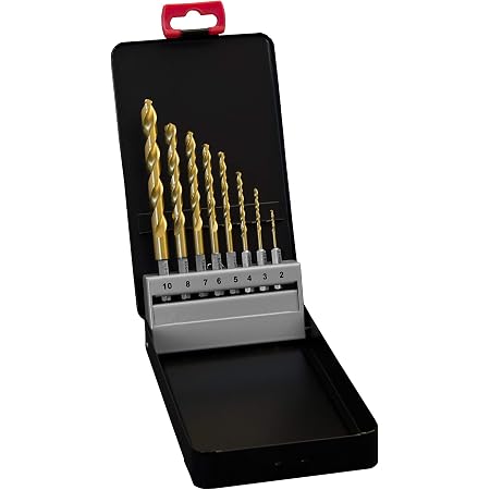 Metallbohrer Set Aus Kobalt-Stahl (HSSCo M35) – 8-teilig, 2,0–10,0 Mm, Mit Sechskantschaft & Titanbeschichtung – In Metallbox