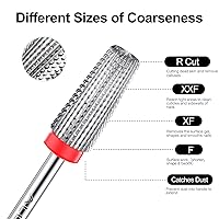 Vista 2 de Tungsten Nail Drill Bits 5 in 1 Carbide Nail Drill Bits for Acrylic Hard Gel Cuticle Remove 3/32'' Universal Bits for Efile Nail Drill Machine