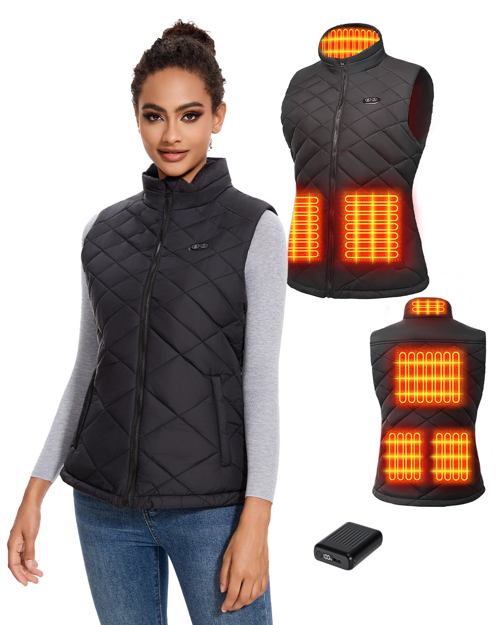 Heated Vest Women with 18400mAh 7 4V Battery Pack Included Quilted Electric Warming Vest Womens Heated Vests