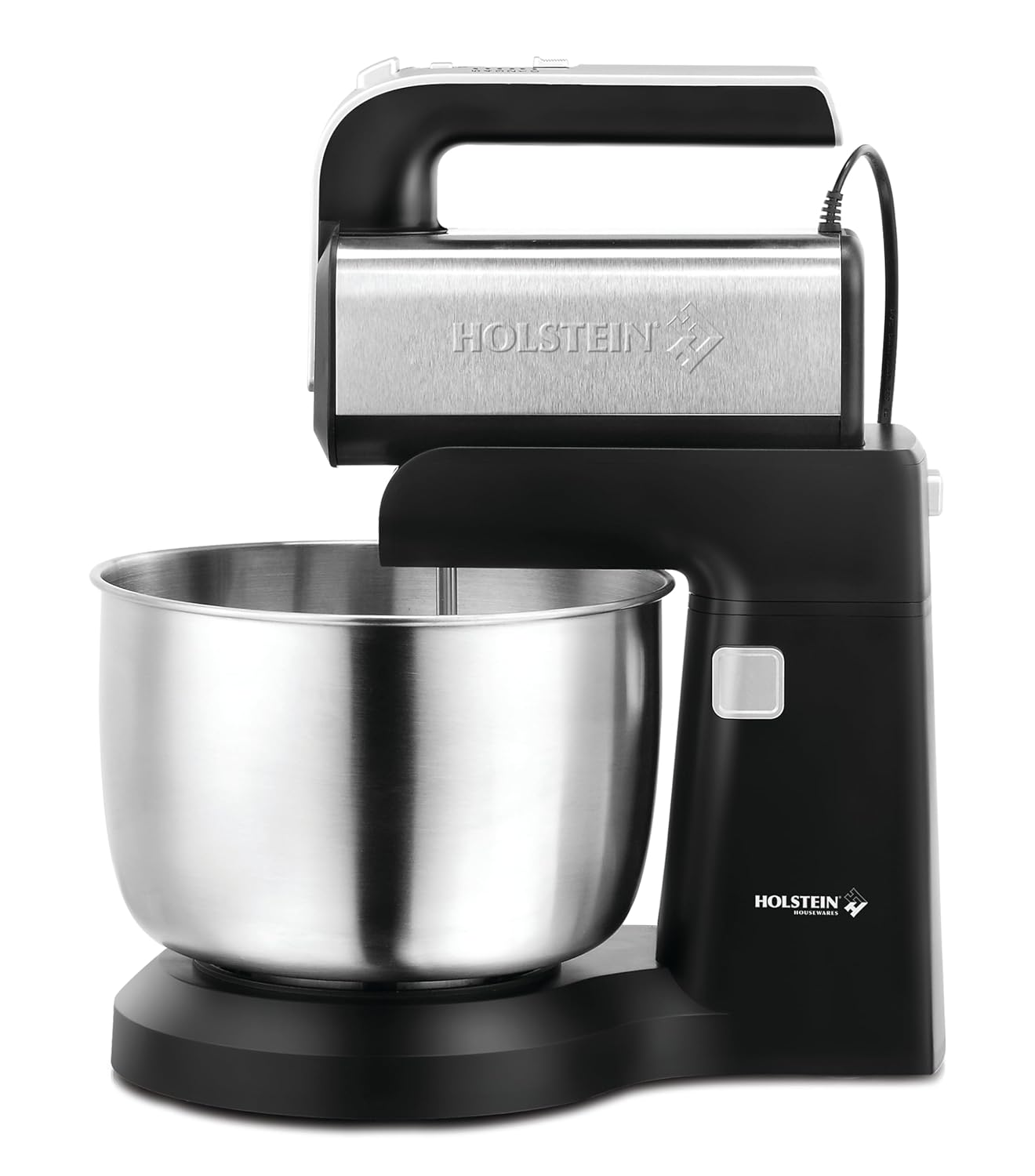 Holstein Housewares 5-Speed Hand and Stand Mixer 250W Power with LED Light Black and Stainless Steel Versatile Mixer
