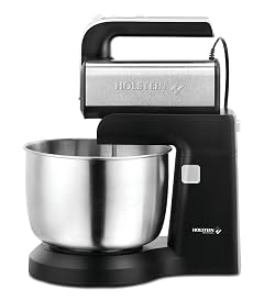 Holstein Housewares 5-Speed Hand and Stand Mixer 250W Power with LED Light Black and Stainless Steel Versatile Mixer