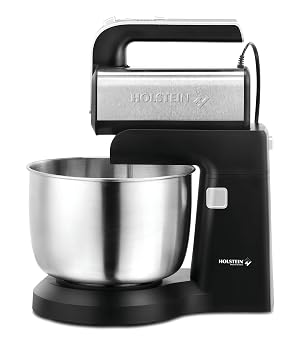 Holstein Housewares 5-Speed Hand and Stand Mixer 250W Power with LED Light Black and Stainless Steel Versatile Mixer