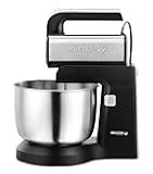 Holstein Housewares 5-Speed Hand and Stand Mixer, 250W Power with LED Light, Black and Stainless Steel – Versatile Mixer for Baking, Whipping, and More