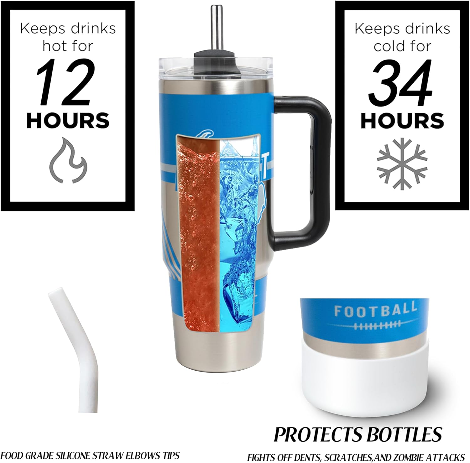 Tumblers 40oz Straight Skinny Car Cups Sports Travel Coffee Mug, Stainless Steel, Insulated,Classic Collection Gifts for Men Women Fans - Image 4