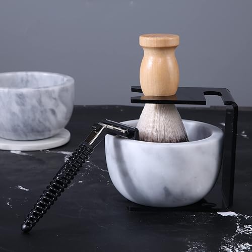 Miniatura 6 de Tazón de afeitar de mármol para jabón y crema de afeitar, taza de jabón de afeitar que mantiene el calor mejor, taza de afeitar de espuma rica para