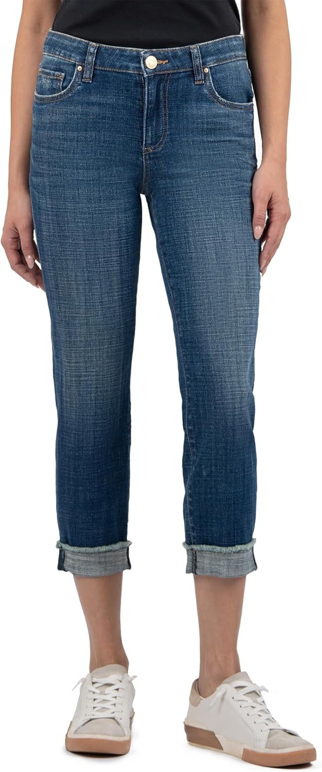KUT from The Kloth Womens Amy Crop Straight Leg- Roll Up Fray