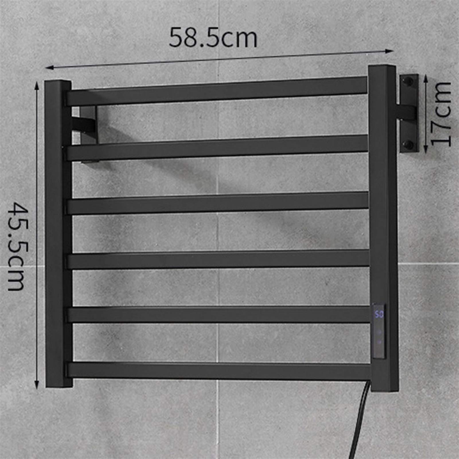 Toallero eléctrico con Temporizador, calefactable, para Pared, con Temporizador Integrado, Indicadores LCD y termostato Integrado.
