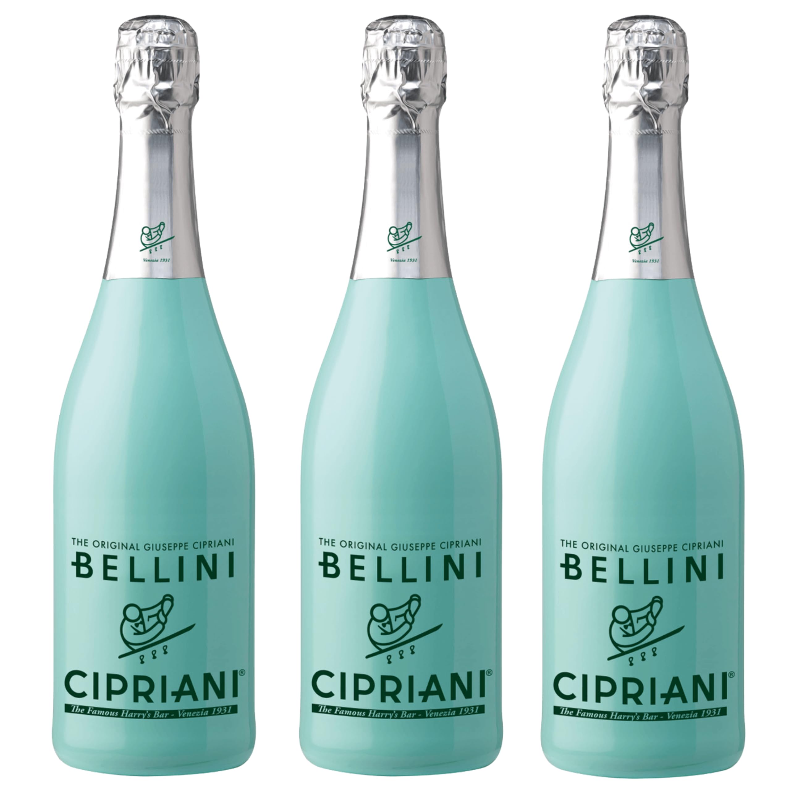 Original Cipriani Bellini Cocktail-Getränk | Viticoltori Ponte | Prosecco mit weißem Pfirsich | trinkfertiger Cocktail | 3 x 0.75 Liter | mit FABELHAFTE GESCHENKE - Genusskarte