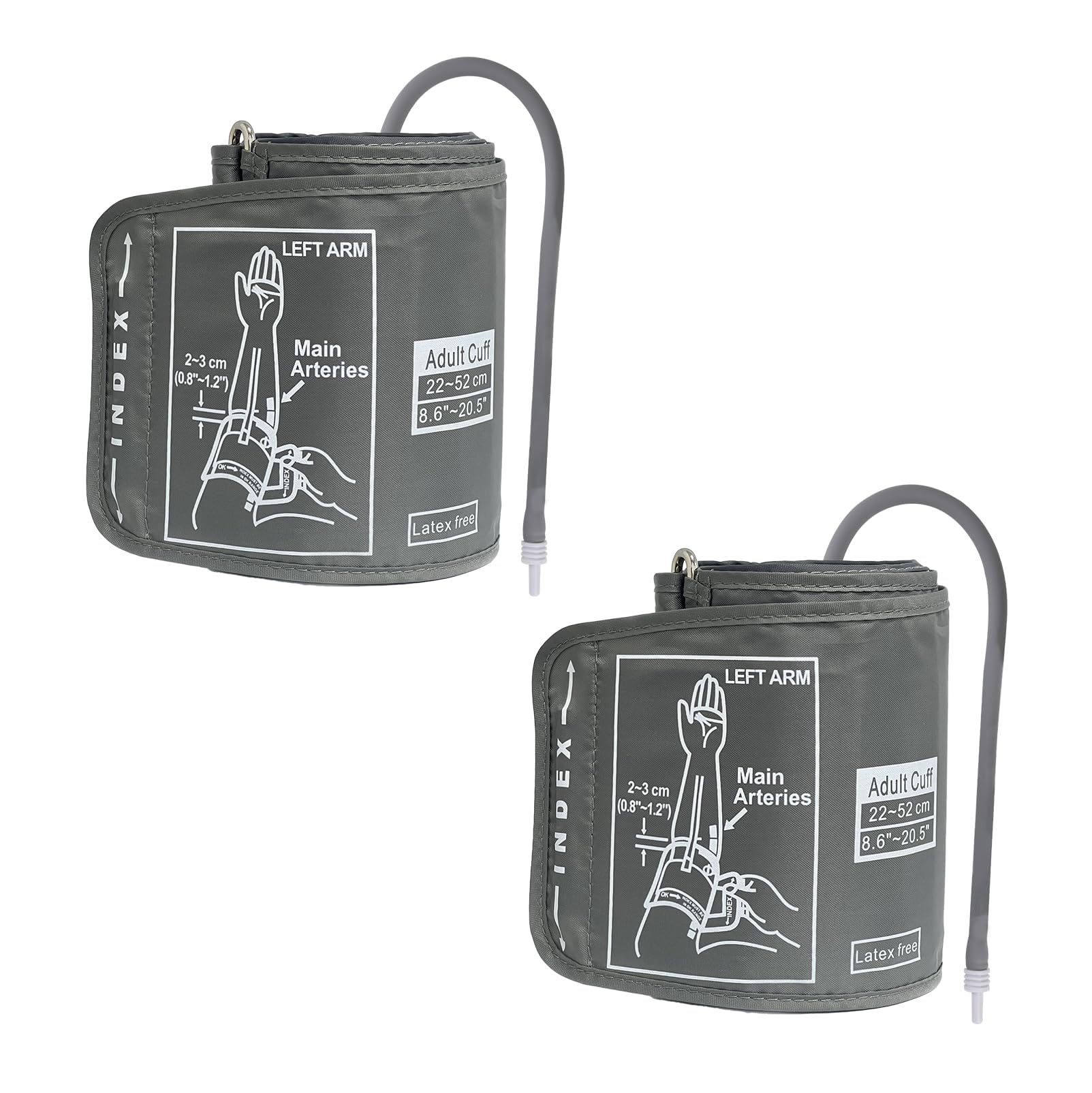 2 Pack Quality Replacement Blood Pressure Extra Large Cuff Compatible with Omron BP Monitors 22-52CM Big Arm, Universal 4.6mm Interface Adjustable XL Blood Pressure Cuff for Adult Big Arms Home Use