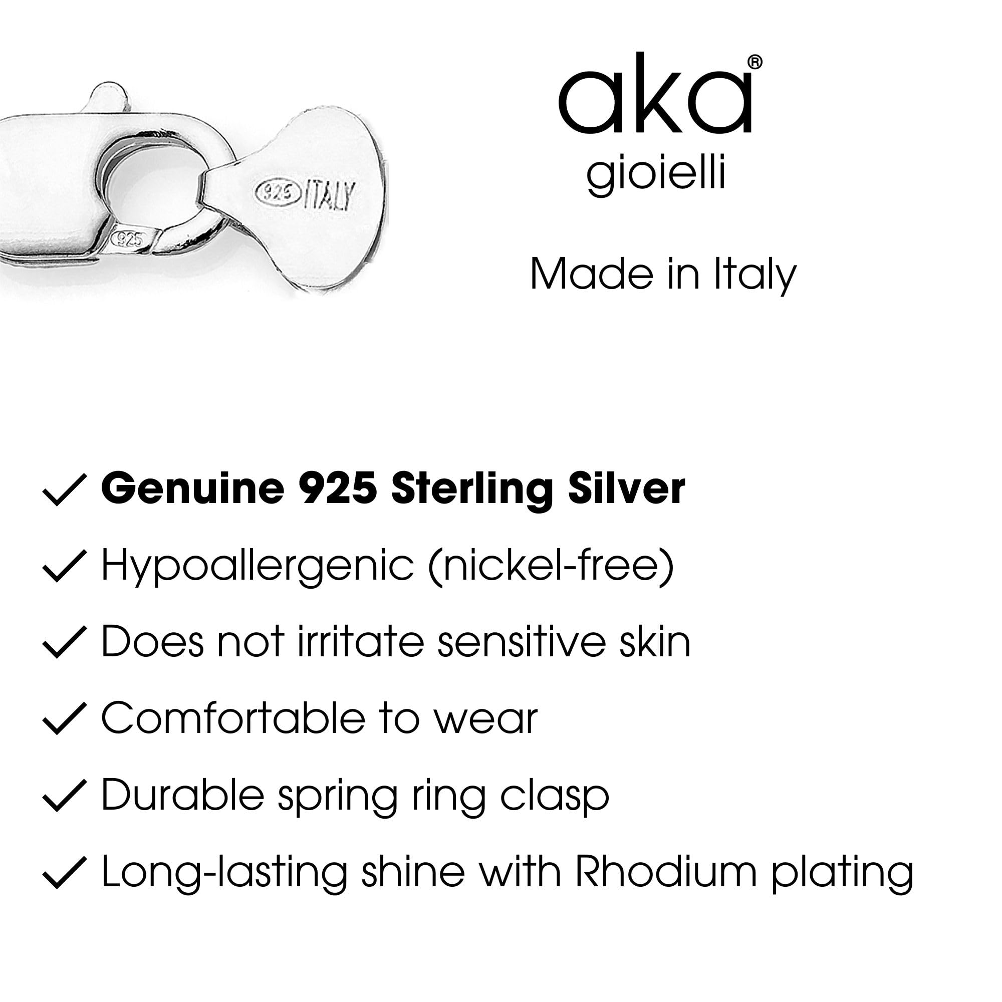 Aka Gioielli - Catenina Maglia Grumetta 3mm in Argento Sterling 925 Rodiato - Collana Argento Donna Uomo Lunghezza: 40 45 50 55 60 70 cm