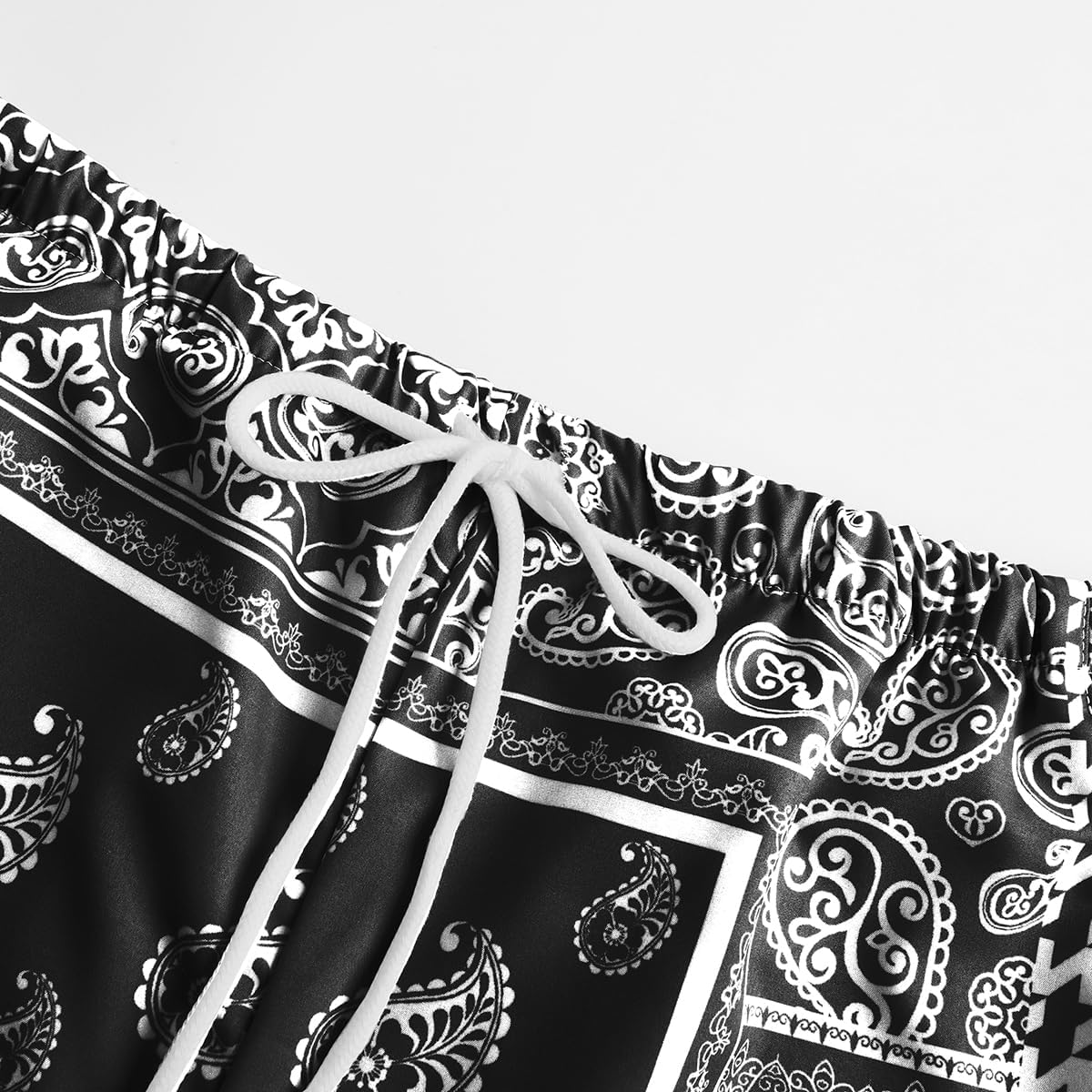 Men's Summer Paisley Shorts Graphic Bandana Print Boho Beach Lightweight Drawstring Shorts with Pockets - Image 3