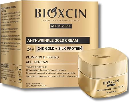 Bioxcin Age Reverse Kırışıklık Karşıtı Altın Krem 50 ml – 24K Altın, İpek Proteini, Pantenol ve Zeytinyağı İçerikli – Cilt Sıkılaştırıcı ve Nemlendirici