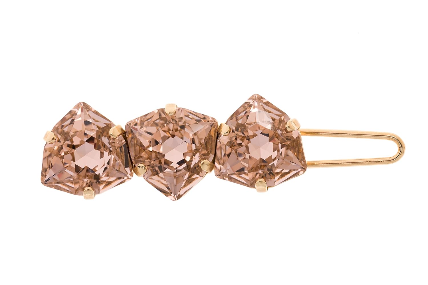 L. Erickson Triple Crystal Tige Boule Barrette - Vintage Rose/Gold
