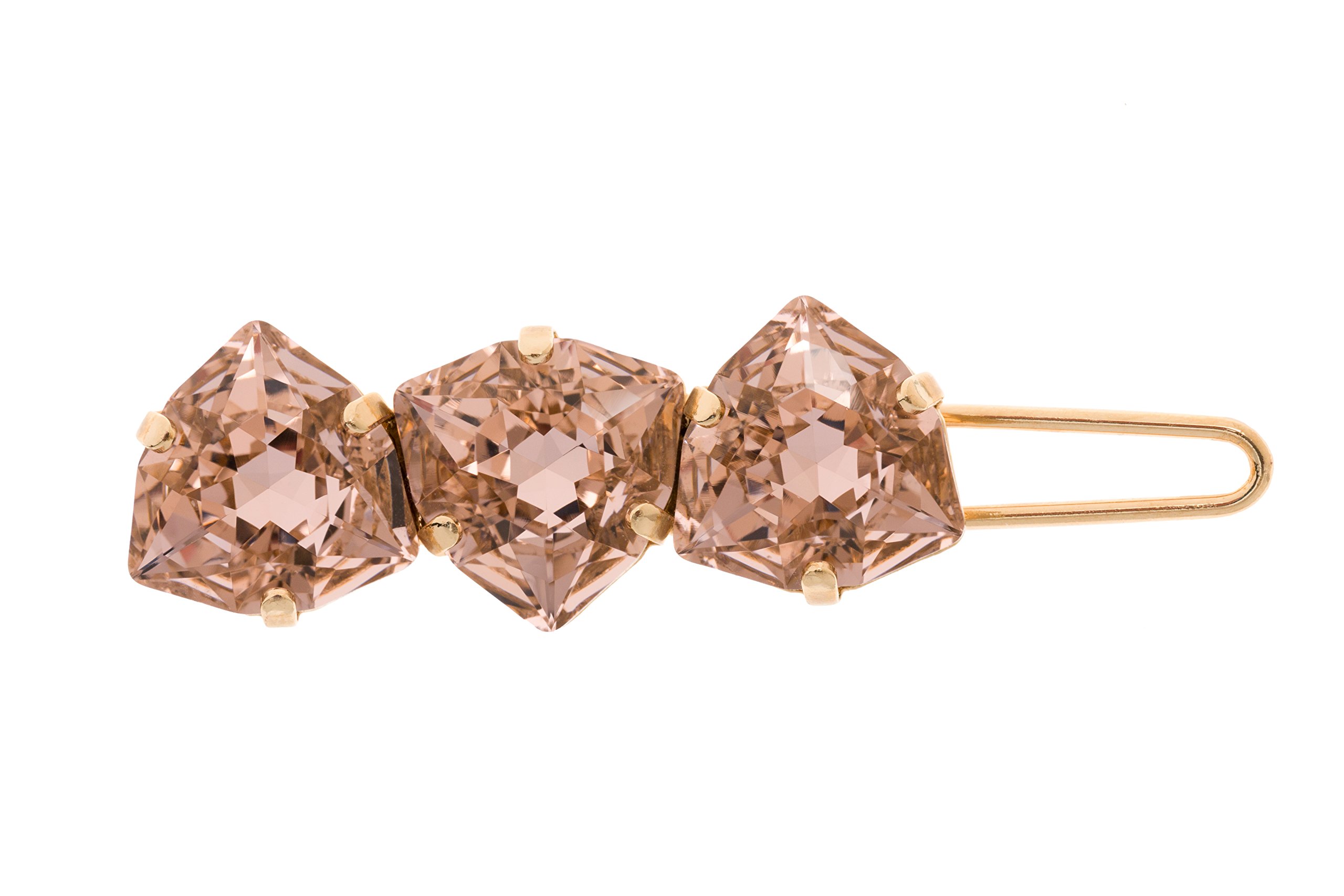 L. Erickson Triple Crystal Tige Boule Barrette - Vintage Rose/Gold