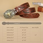 WEROFUR Hommes Western Cowboy Belt Cowgirl Belt Western Cuir Ceinture véritable en cuir avec ceinture gravée florale pour Jeans