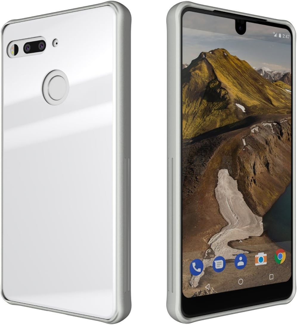 Essential Phone PH-1 Case, TUDIA [Ceramic Feel] Lightweight [GLOST] TPU Bumper Shock Absorption Cover Featuring [Tempered Glass Back Panel] for Essential Phone PH-1 (Pure White)