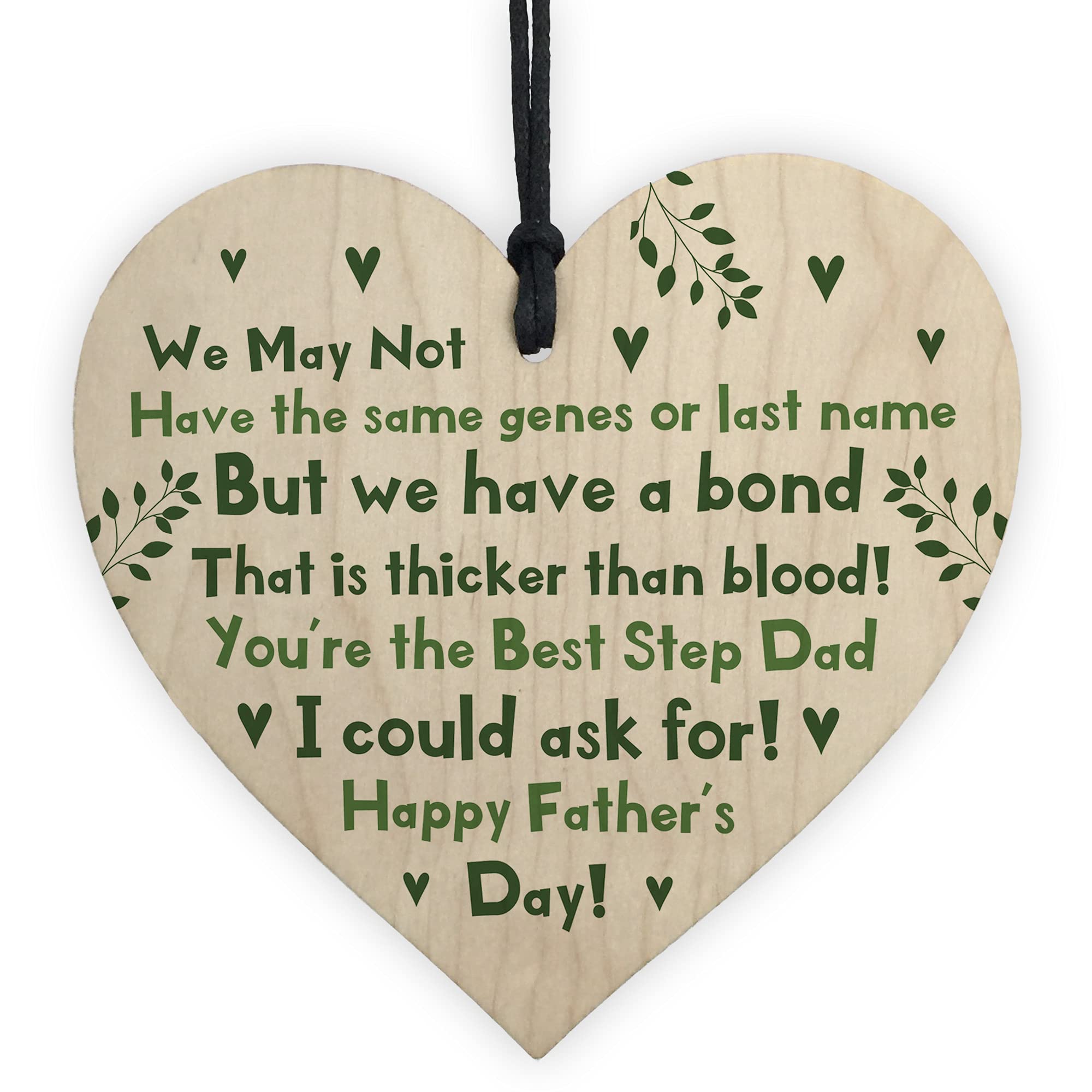 Stepdad Gift For Fathers Day Wood Heart Thank You Gift For Him From Daughter Son