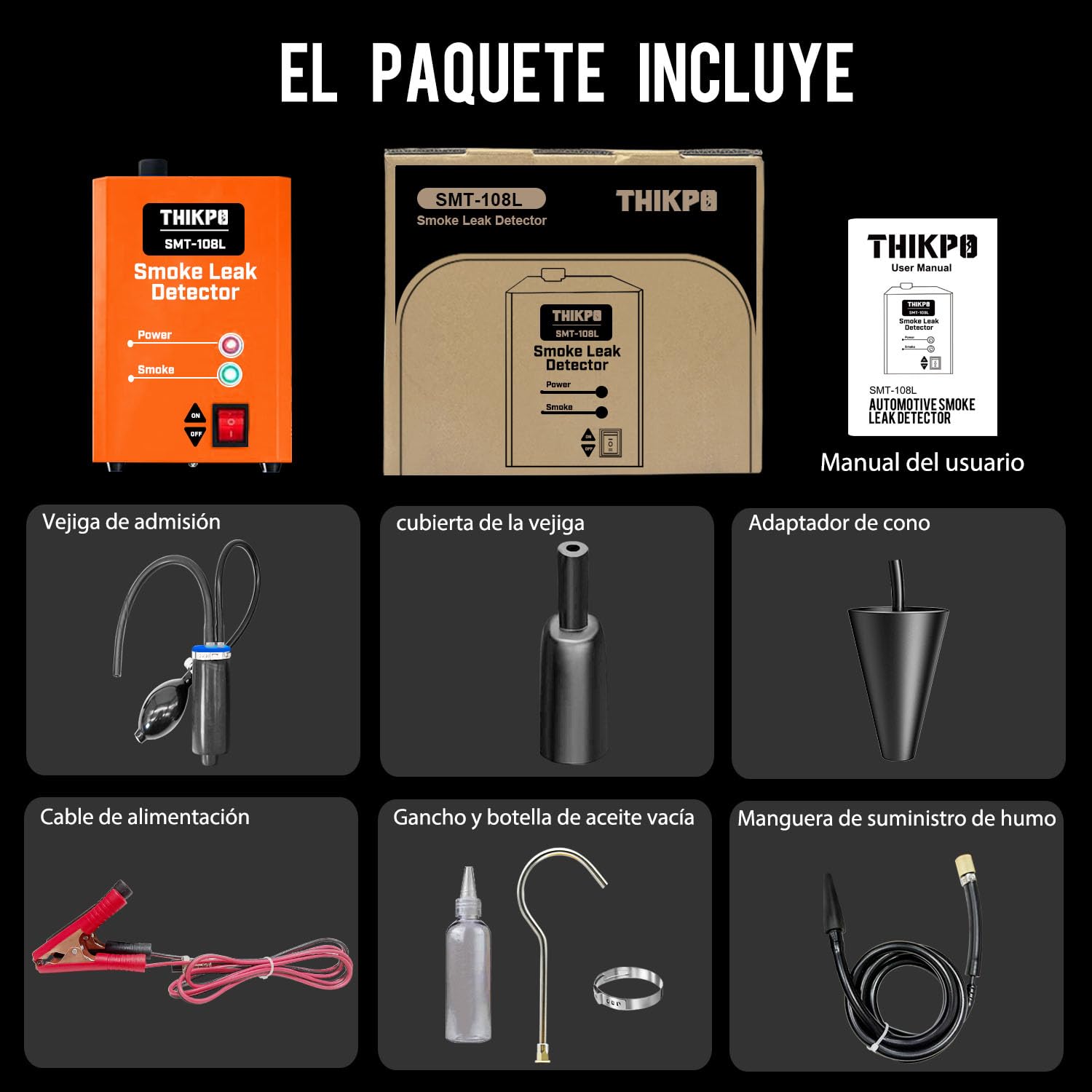 Détecteur de Fuite de Fumée avec Pompe à Air Intégrée – Machine à Fumée Automobile 12V pour Diagnostic EVAP, Système de Carburant, Admission, Échappement et Tuyauterie