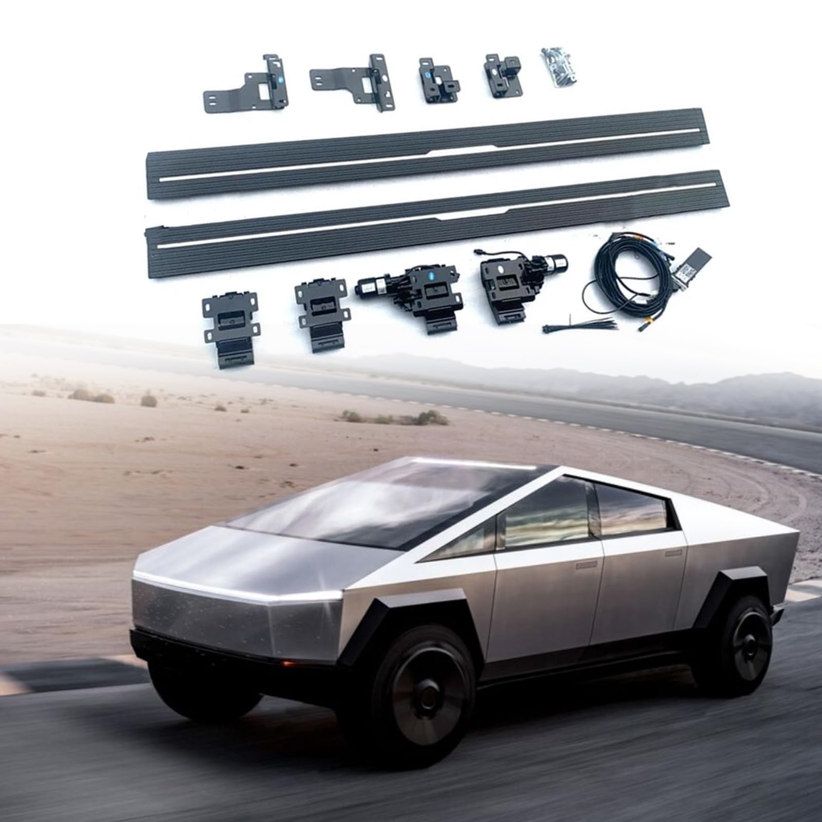 Electric Running Boards with LED Lights Compatible with 2019-2025 Tesla Cybertruck | Automatic Retractable Power Steps, 600LB Capacity, Anti-Slip