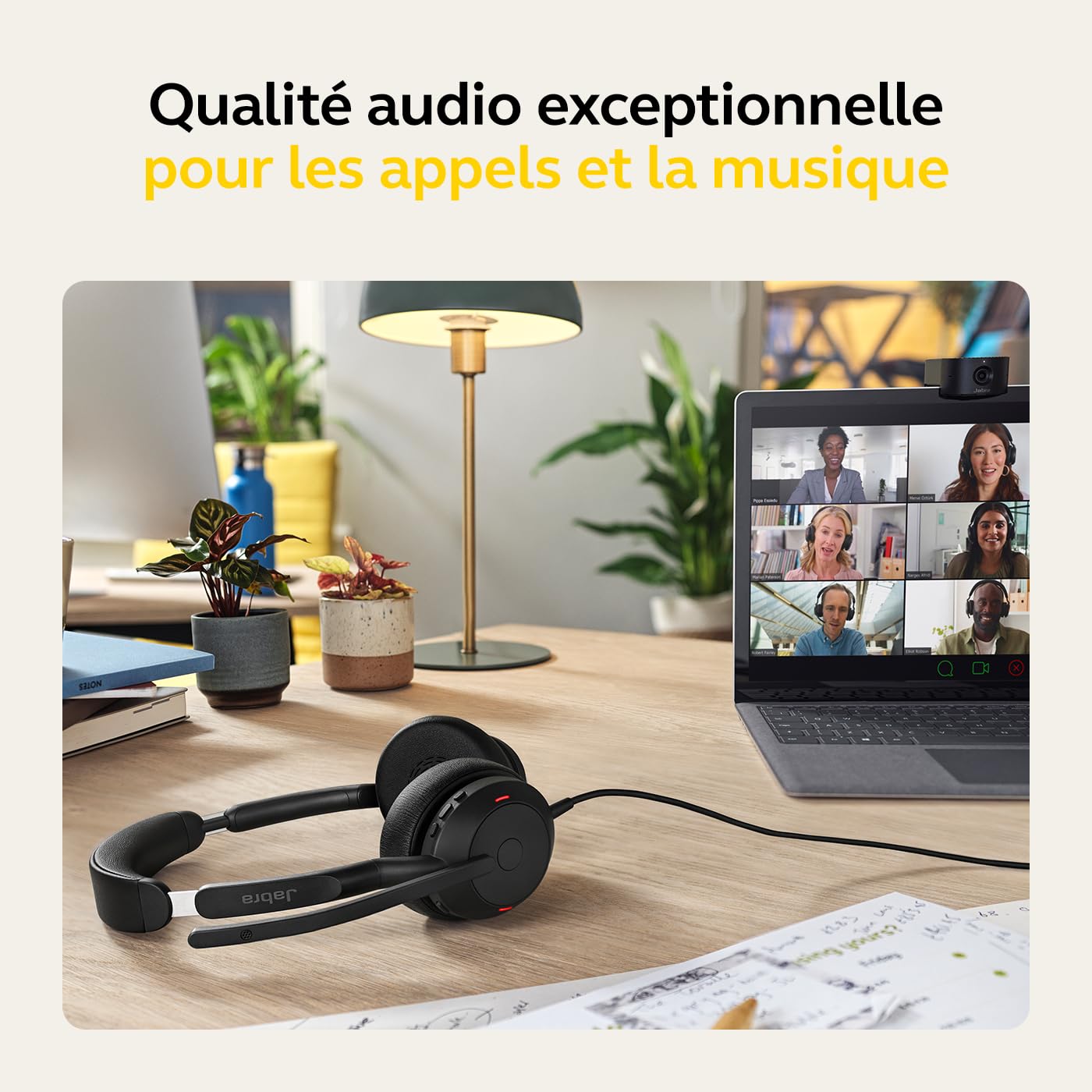 Jabra Evolve2 50 Micro-casque filaire stéréo - Technologie Jabra Air Comfort, microphones à réduction de bruit et ANC - Certifié MS Teams, fonctionne avec toutes les autres plateformes - Noir