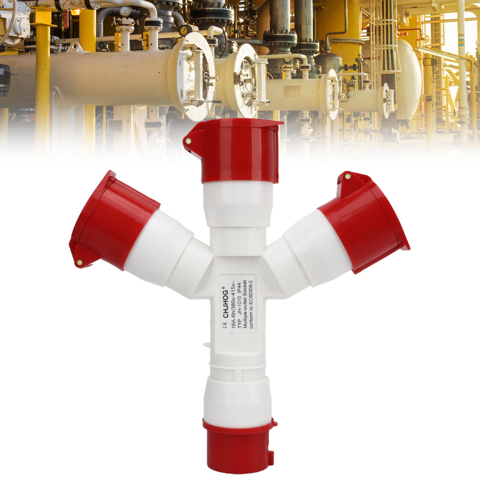 Presa Multipla Industriale 3 Fasi 380‑415 V, Sdoppiatore Triplo con Spina a 5 Poli 16A, Connettore Aeronautico in PA66 Impermeabile per Cavo 380V - Soluzione Ideale Ambiente e Officina
