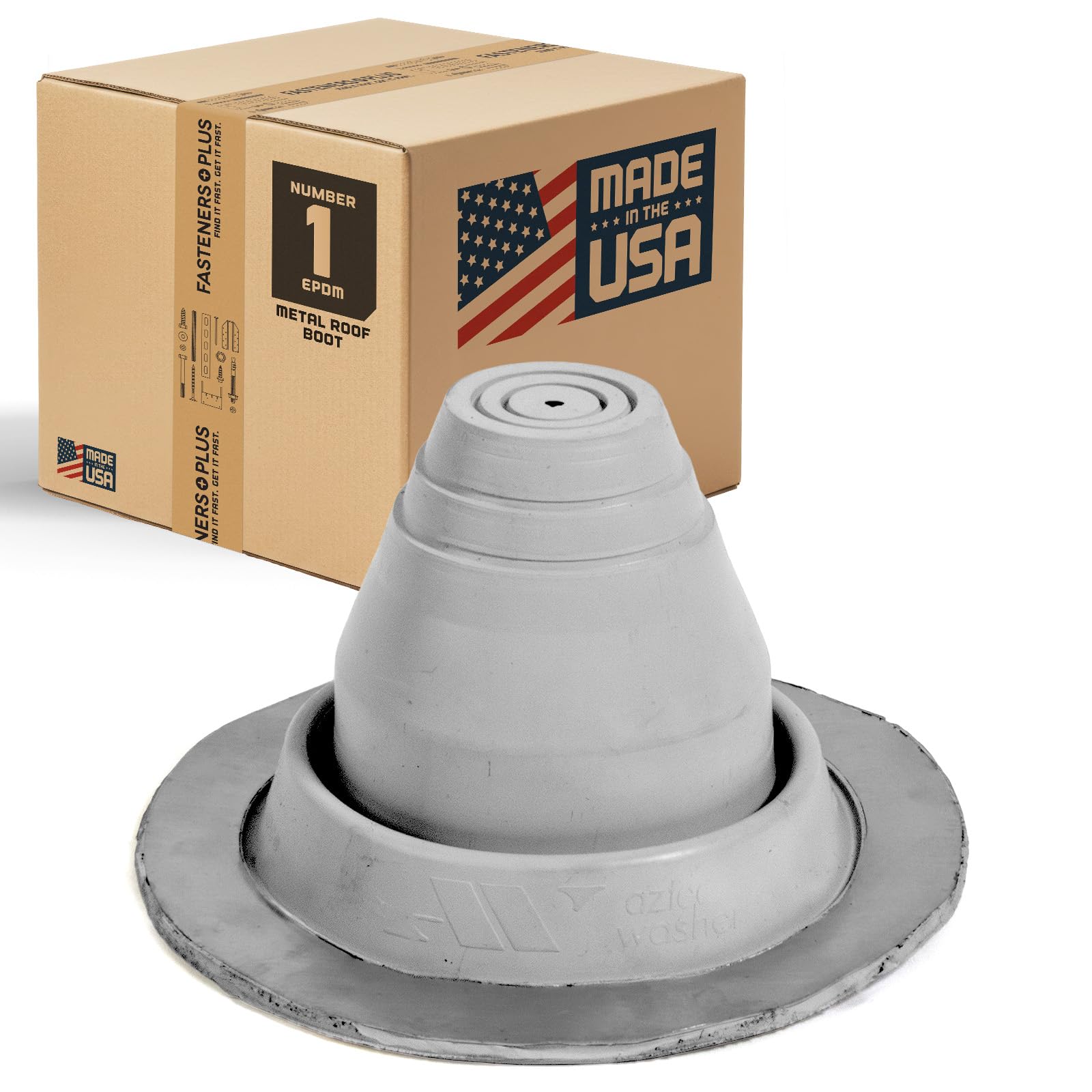 Fasteners Plus #1 Round EPDM Metal Roof Pipe Flashing Boot (Made in USA), Fits 1/4" - 2-1/2" Pipe OD, White