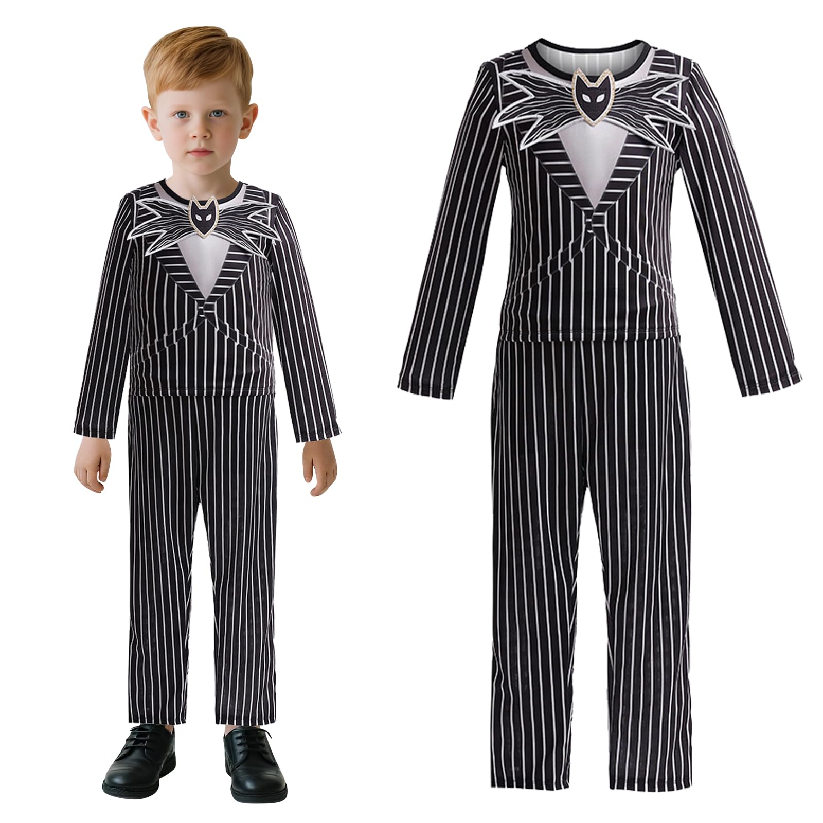 keaiyouhuo Kids Halloween Costume Striped Costume Boys for Movie Cosplay Party Carnival Performance Outfits