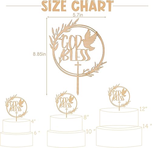 Miniatura 2 de ZZDCMS Decoración para tartas de bautismo y primera comunión, suministros de decoración de pasteles de madera, madera natural, marrón