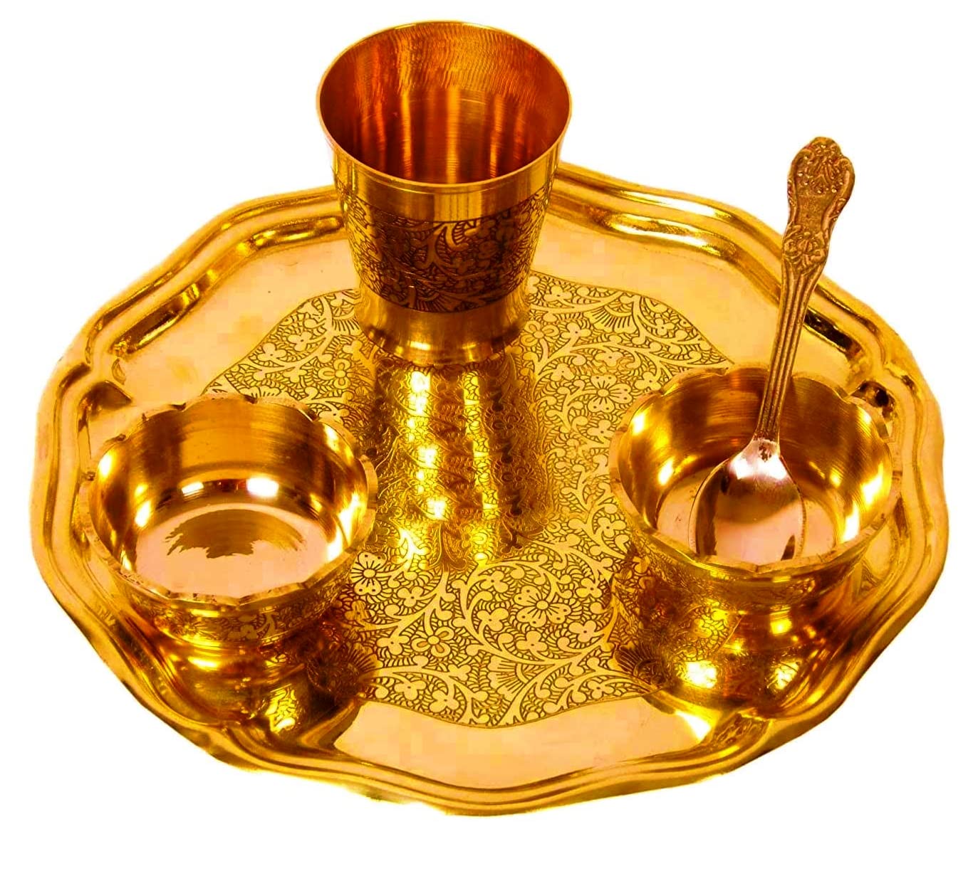 Buy Beautiful Brass Pooja Bhog Thali 8" Plate Laddu Gopal Krishan Ji