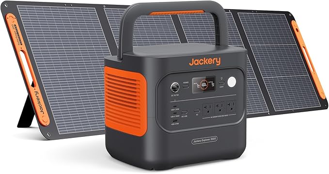 Jackery (ジャクリ) ポータブル電源 2000 New 200W ソーラーパネル 1枚 2点セット 2042Wh 業界トップの軽さとコンパクトボディ 1.7時間満充電 リン酸鉄 長寿命 バッテリー 定格出力2200W 瞬間最大4400W 家庭用 アウトドア用 防災 UPS機能 アプリ遠隔操作 純正弦波 AC100V 50Hz/60Hz対応