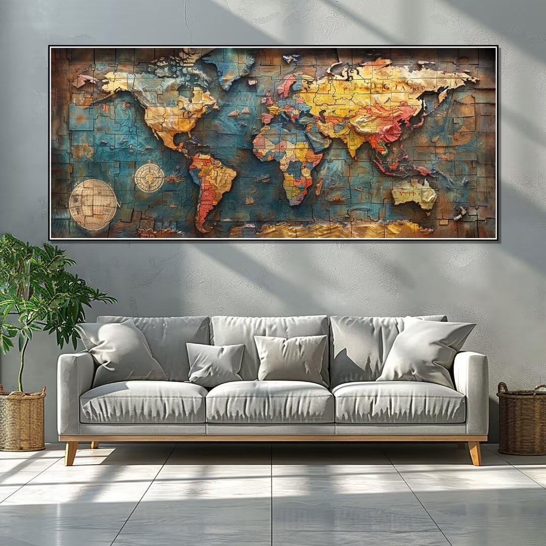 110 x 50cm Groß Diamond Painting XXL, DIY 5D Weltkarte Diamant Painting Set für Erwachsene, Diamant Painting Bilder Farbe Kunst Cross Stickerei Malerei, Diamond Painting für Deko Wohnzimmer F_0