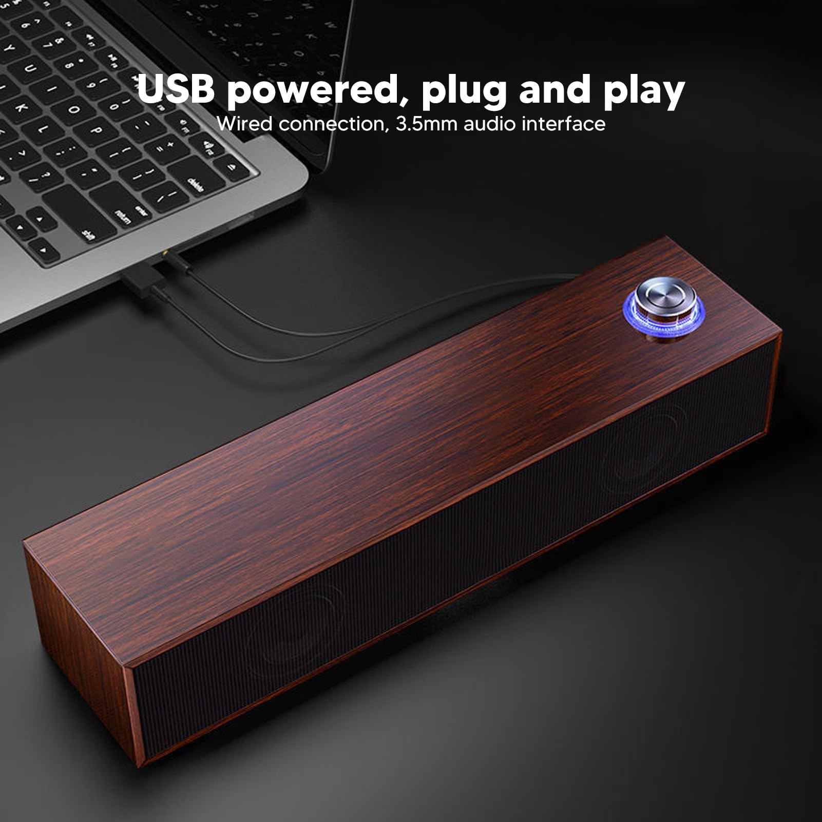 AUELEK PC-Lautsprecher, USB-Soundbar mit Stereo Sound, Stehende Fußstütze und Clip-On für Desktop-PC, PS4, Tablets, Laptop, Checkout-Schalter AUELEK PC-Lautsprecher, USB-Soundbar mit Stereo Sound, Stehende Fußstütze und Clip-On für Desktop-PC, PS4, Tablets, Laptop, Checkout-Schalter