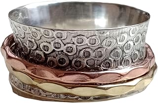 Bubble texture Spinner Ring 925 Sterling Silver Spinner Band Rings for Womens Valentines Day Gift Mother's Day Gift (Size 13)