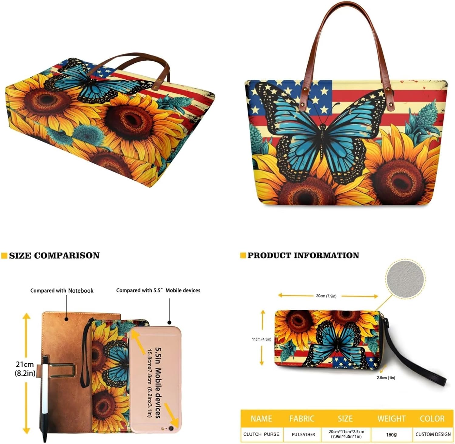 Lotusorchid 2 Pcs Large Tote Handbag with PU Wallet, Women Hand bags Purses, Top Handle Bag Satchel Shoulder Bag - Image 3