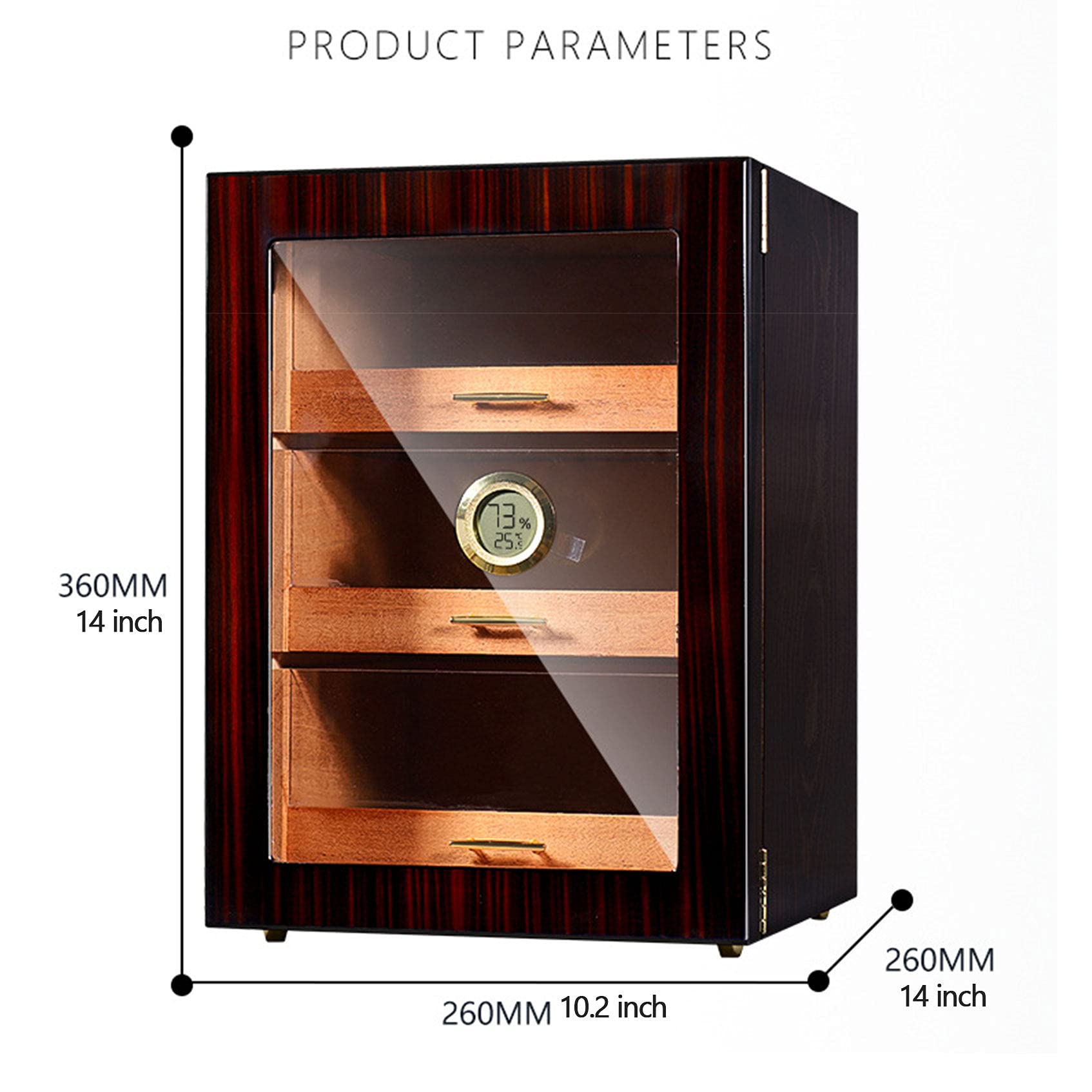 Cigar Humidor Box with Digital Hygrometer and 3Layer Drawer