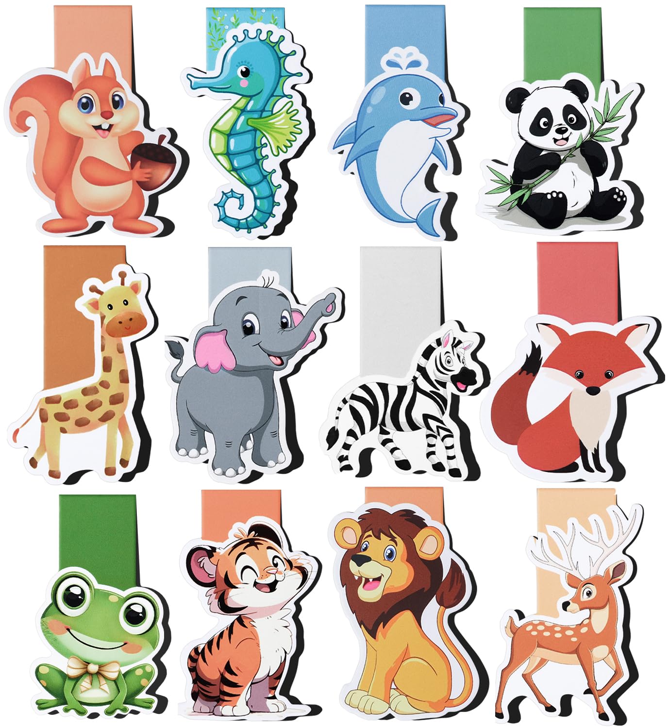 12 Stück Magnetische Lesezeichen Set mit Niedlichen Tiere, M