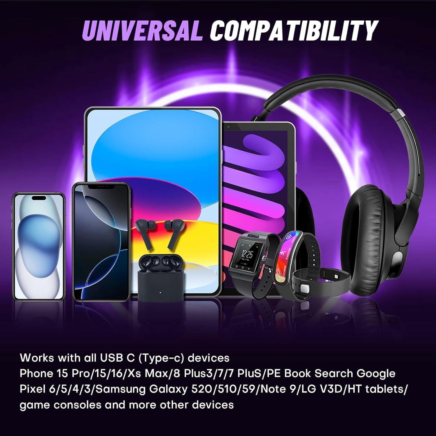 USB Adapter Type C to C 2 Pack 180° & 360° Rotation PD 240W USB2.0 480Mbps Phone OTG Port Fast Charge Extender with LED Indicator (Black) - Image 8