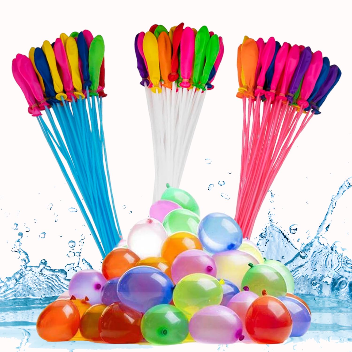 Ascension Set of 3 Bunch 111 Holi Magic Water Balloons/Multcolor Filling in 60 Seconds Easy Quick Start Splash Party with Kids and Adults Magic Balloons for Holi Summer Party