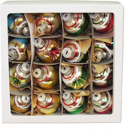 Kurt S Adler Kurt Adler - Juego de 16 bolas de vidrio sólido y reflector 16 piezas