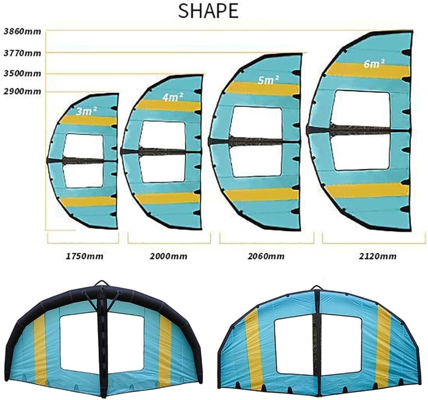 Aufblasbarer Windsurfflügel, Tragbarer Kitesurf-foil Mit Sichtfenster, Ideal Für Wasserspiele, Handlicher Wingsurfer Für Abenteuer Und Spaß One Color 5m³