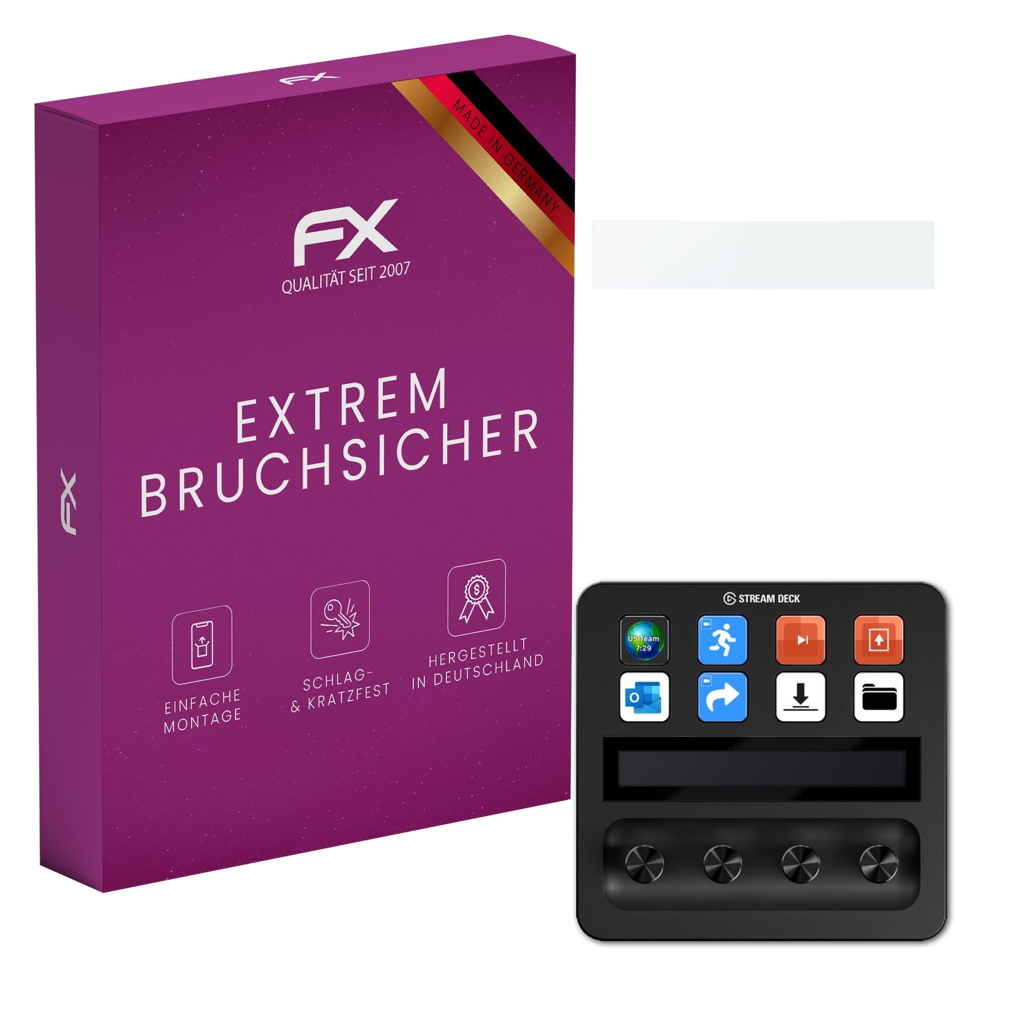 atFoliX Plastic Glass Protective Film compatible with Elgato Stream Deck Plus Glass Protector, 9H Hybrid-Glass FX Screen Protector