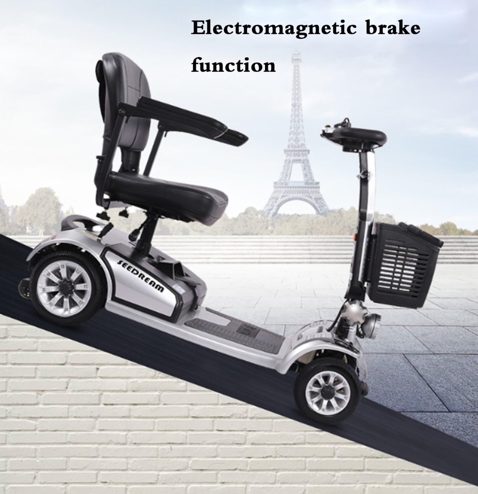 Scooter de Movilidad con 4 Ruedas - móvil para Personas Mayores - Patinete de Movilidad para Adultos, Ligero Plegable, Patinete Eléctrico Plegable para Personas Mayores