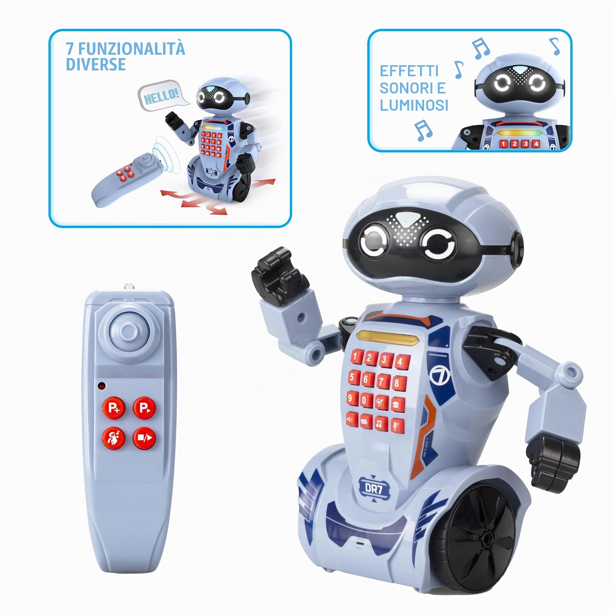 Silverlit YCOO - Robot educativo DR7 (20 cm) - Robot programmabile e radiocomandato con 7 diverse funzioni educative (20 cm) - da 5 anni