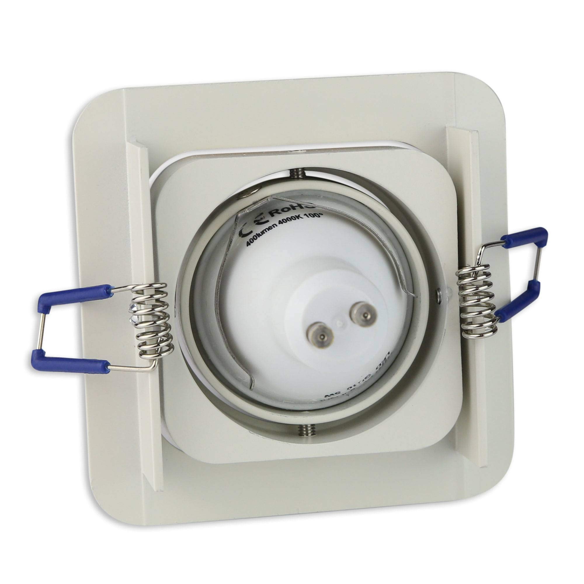 6 focos empotrables LED blanco cuadrado 9 W blanco cálido GU10 230 V plano – Focos empotrados orientables e inclinables perforación 80 mm – Instalación – focos de techo – focos empotrables