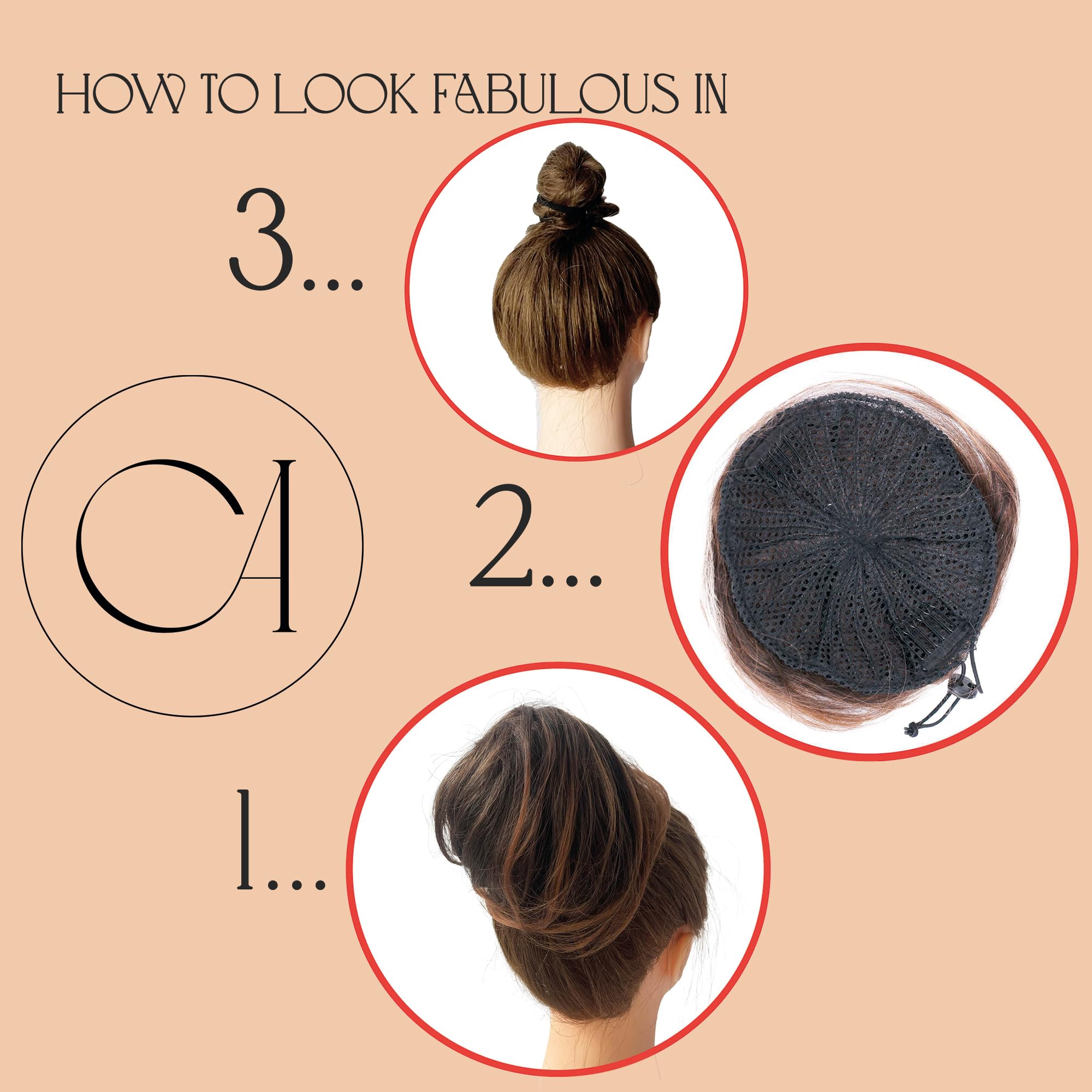 CAISHA Moño Postizo Trenza Hepburn-Bun Coletero Mezcla Marrón Oscuro DC5